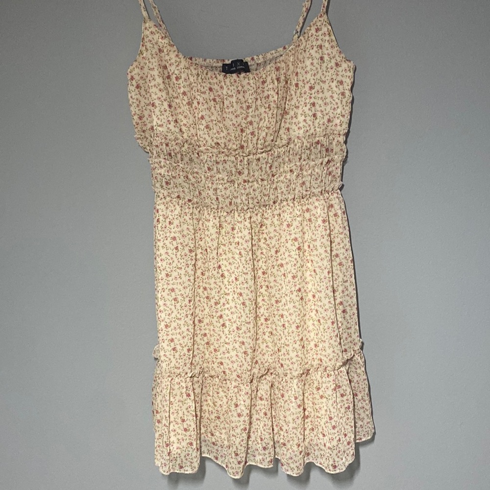 TRIXXI | Ivory Mini Floral Tiered Dress